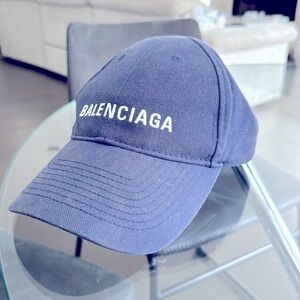 Balenciaga hat - navy blue - great condition. Size adjustable with strap.